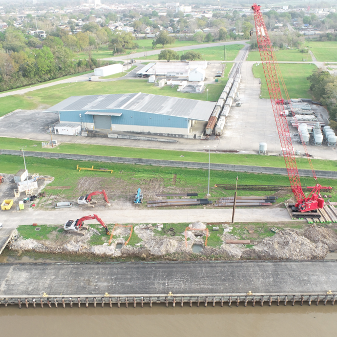 East Dock February 2023 as construction was beginning
